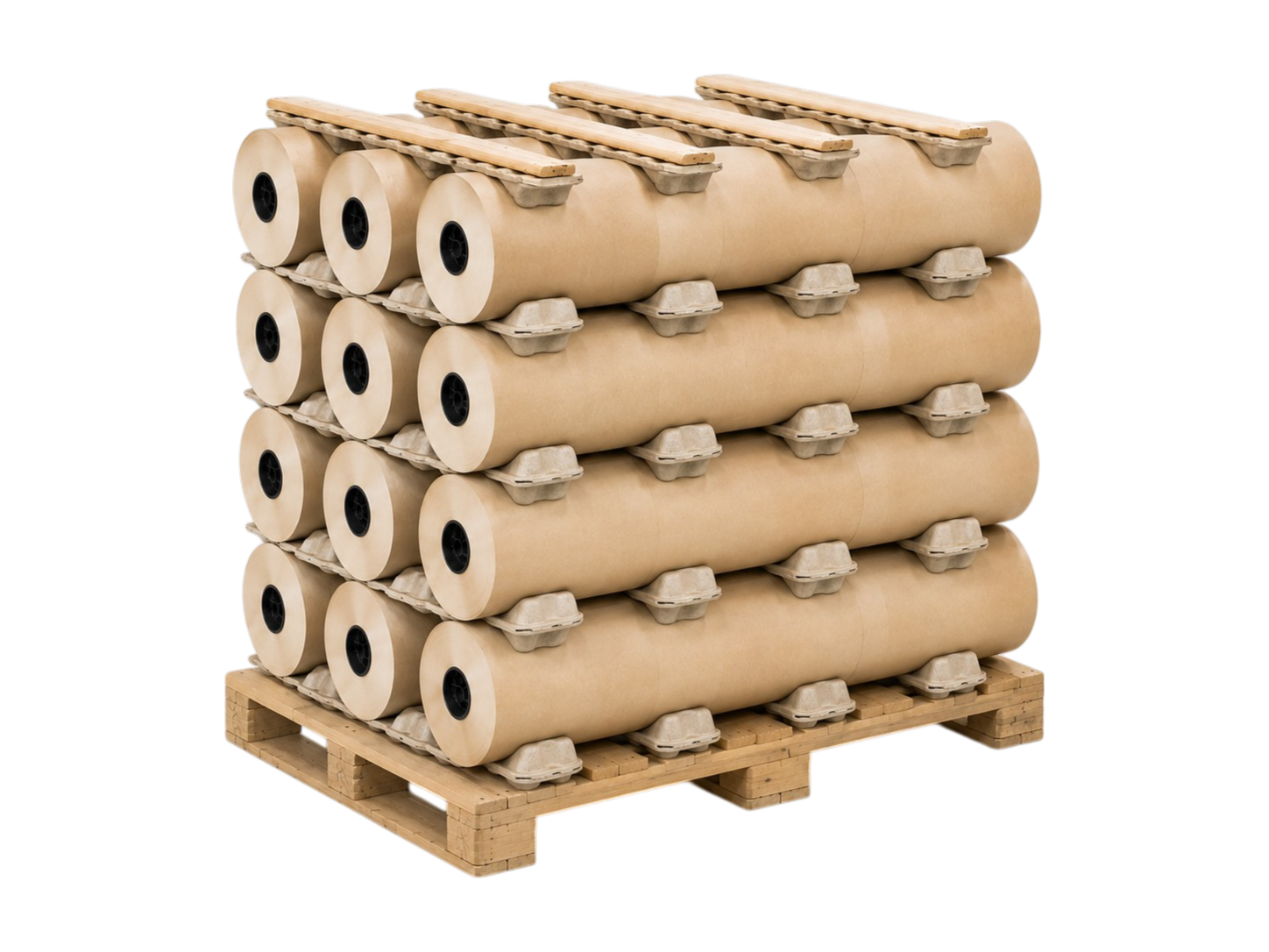 Palettenzwischenlage für Rollen / Rollenstapel für 3 Rollen - 800 x 300 mm - Ø Rollen: 240 - 270 mm