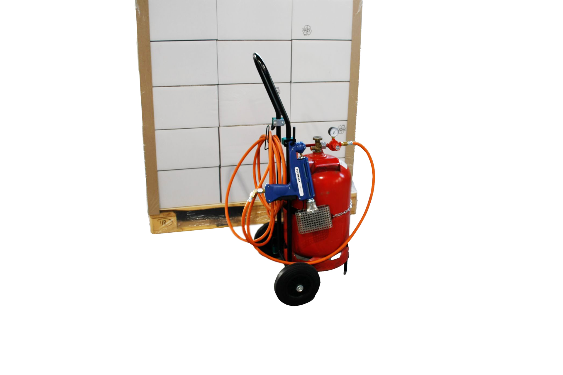 Gasflessenwagen voor krimppistolen Gasflaschenwagen