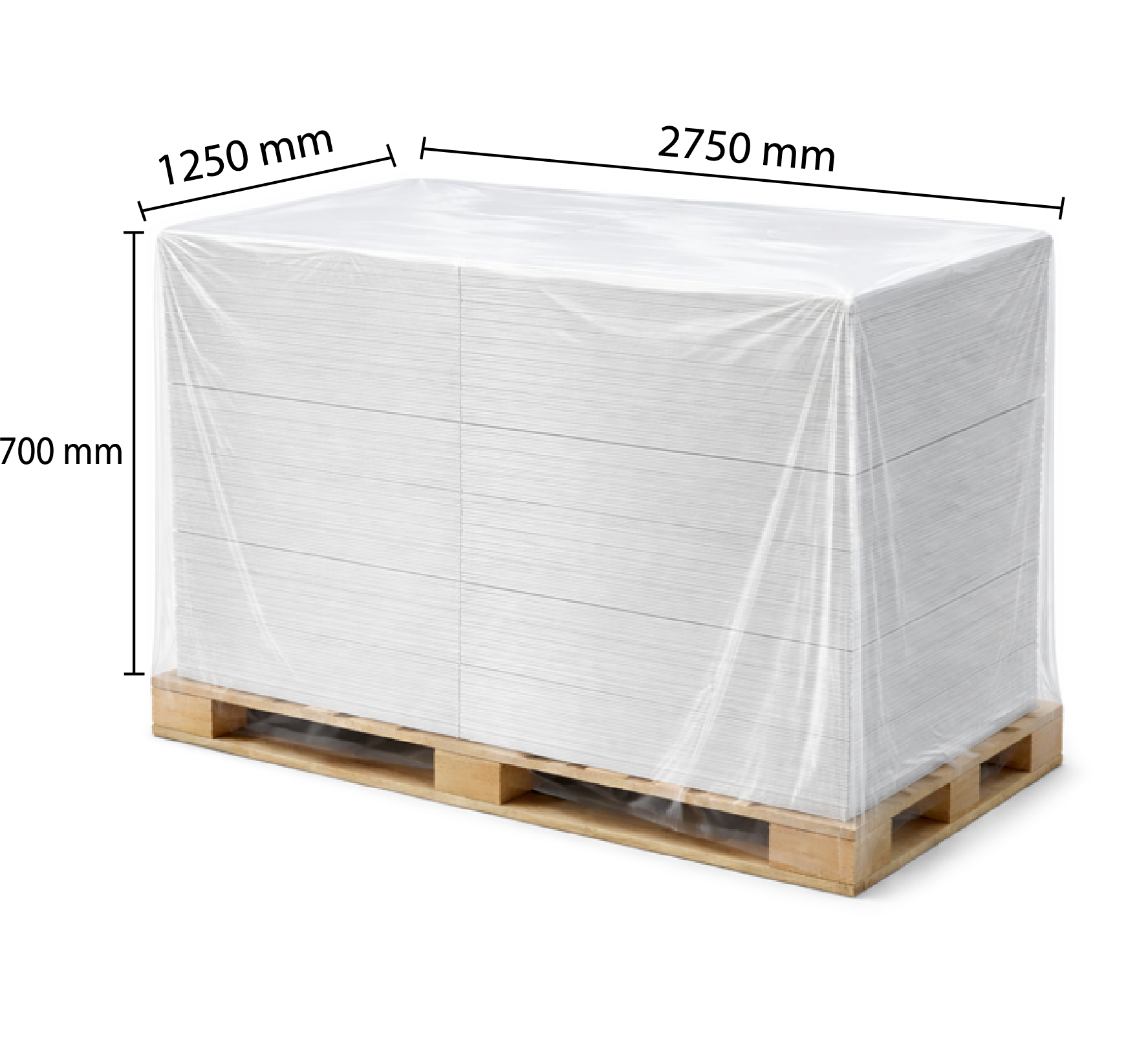 Abdeckhauben - 2750 x 1250 x 700 x 0,100 mm - für Gipskarton-Paletten