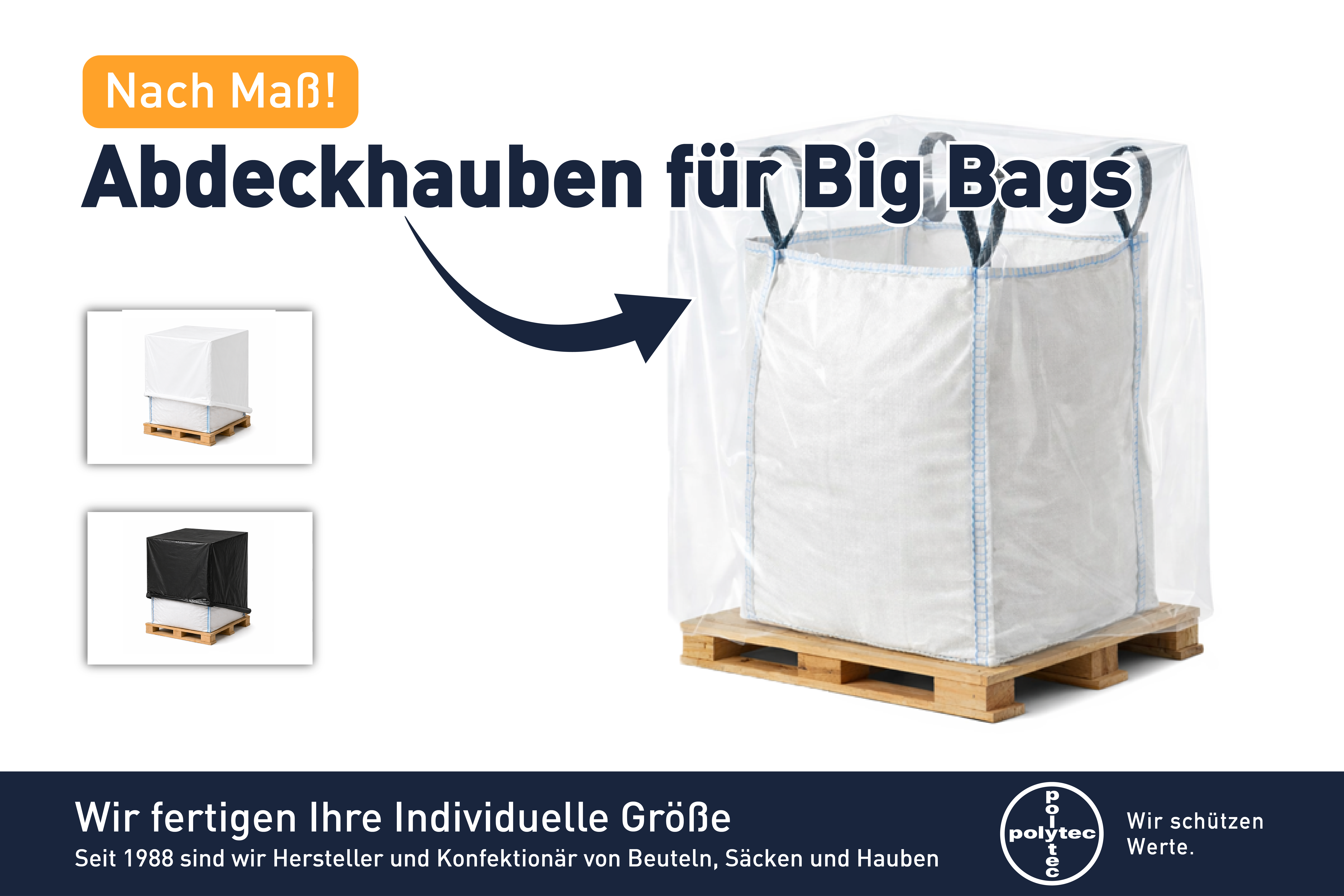 Abdeckhauben für Big Bags - Auf Anfrage! Abdeckhauben für Big Bags nach Maß