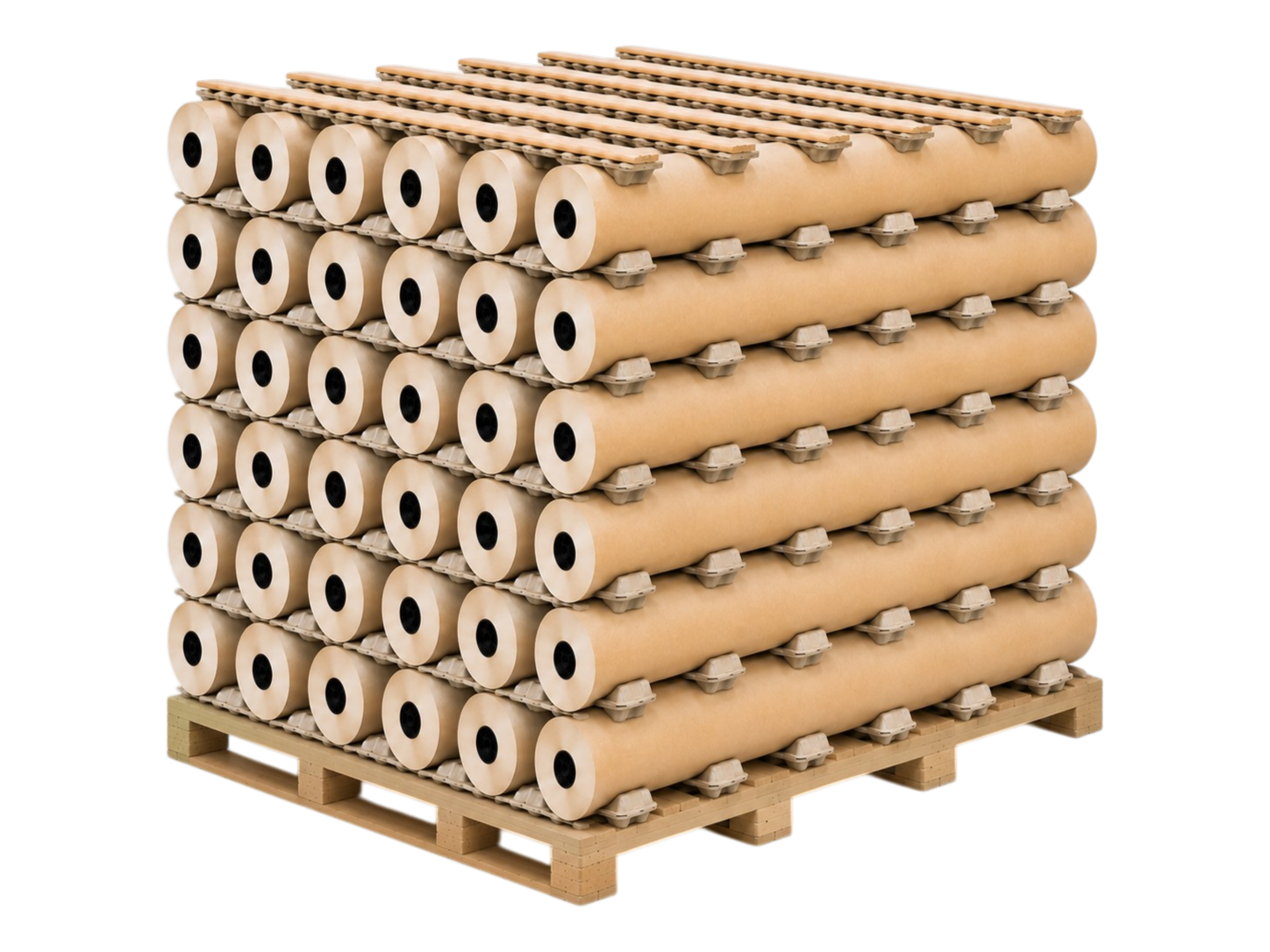 Palettenzwischenlage für Rollen / Rollenstapel für 6 Rollen - 1200 x 250 mm - Ø Rollen: 180 - 200 mm